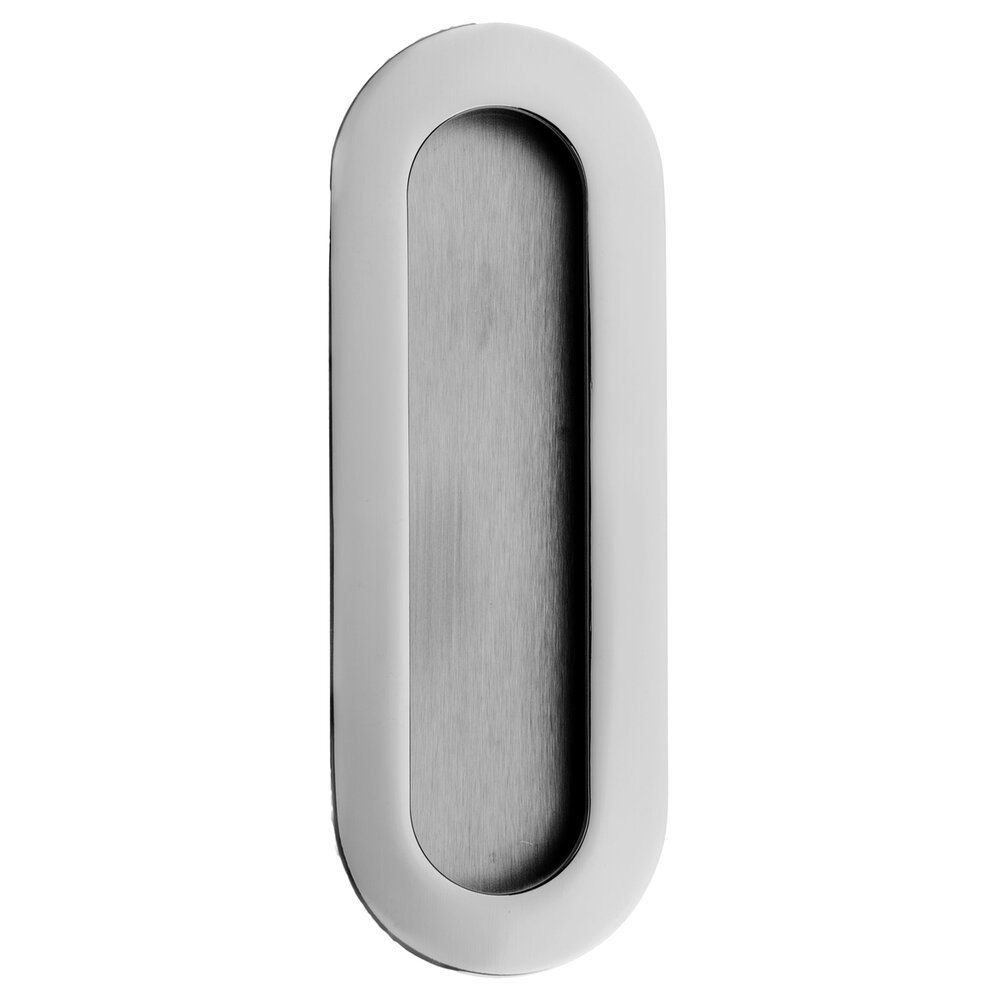 5 7/8" Oval Recessed Pull in Polished Stainless Steel