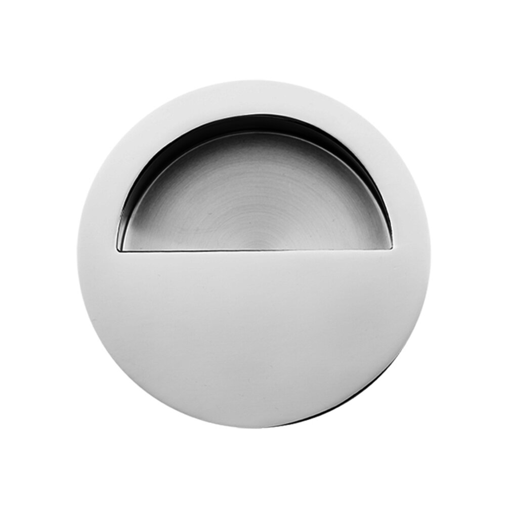 3 1/2" Diameter Recessed Pull with Half Moon in Polished Stainless Steel