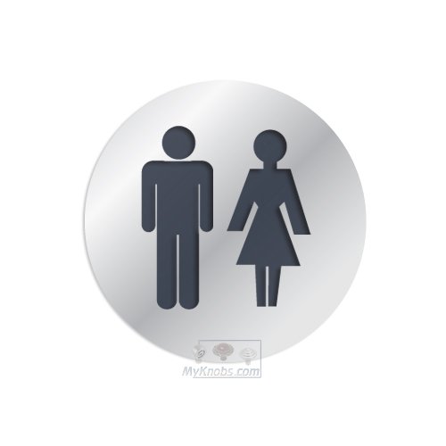 3" Diameter Bathroom Sign in Polished Stainless Steel