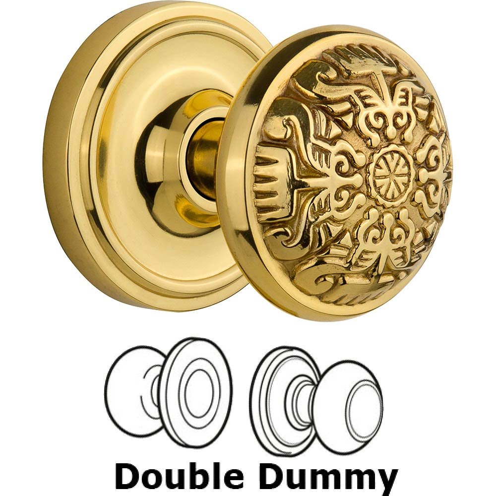 Double Dummy Knob - Classic Rose with Eastlake Door Knob in Polished Brass