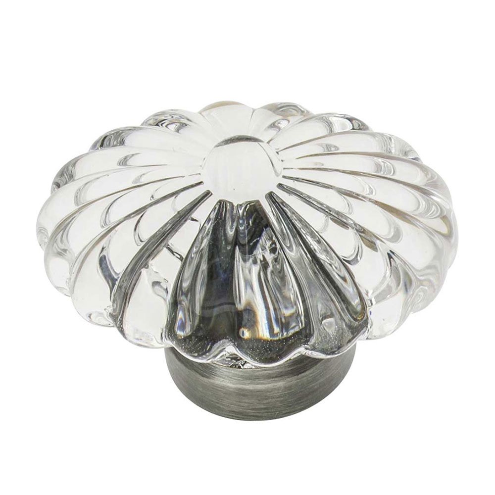 1 3/4" Oval Fluted Crystal Cabinet Knob in Antique Pewter