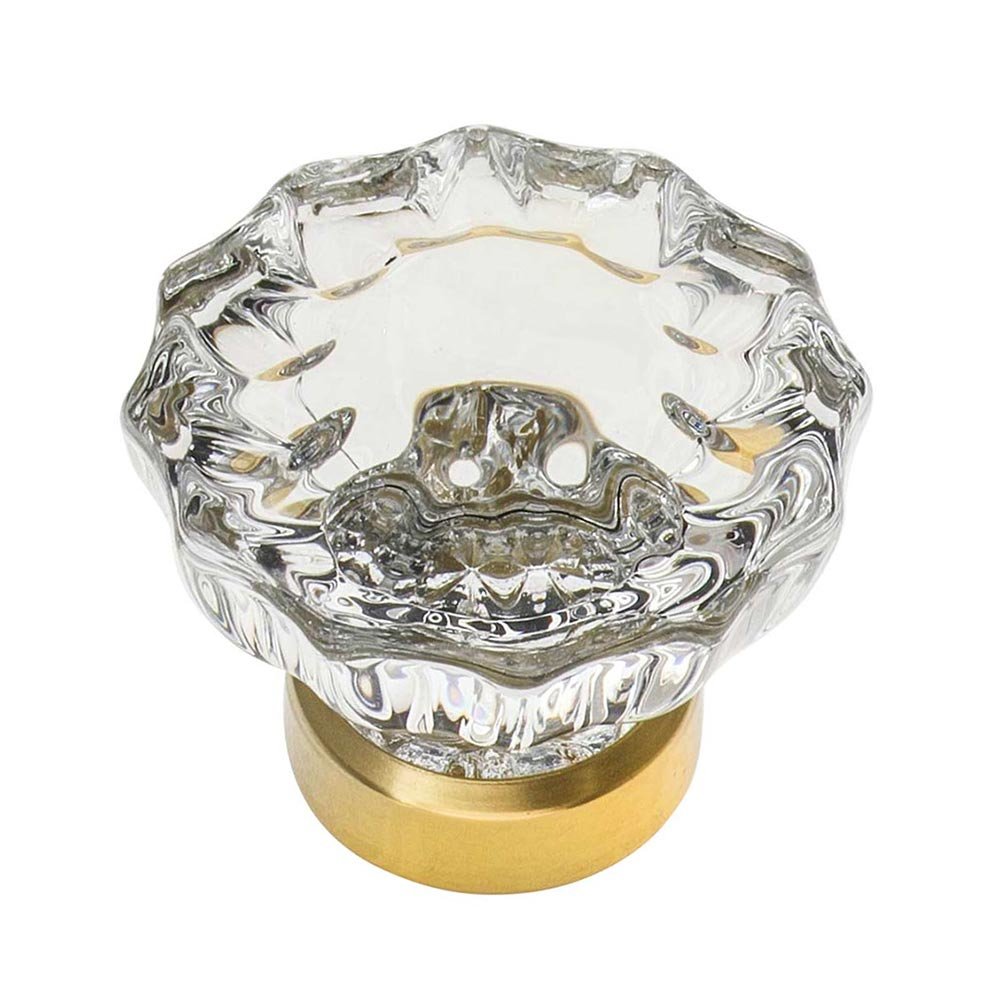 1 3/8" Crystal Cabinet Knob in Polished Brass