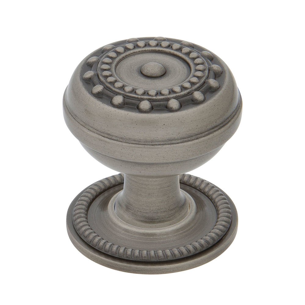 Meadows Brass 1 3/8" Cabinet Knob with Rope Rose in Antique Pewter