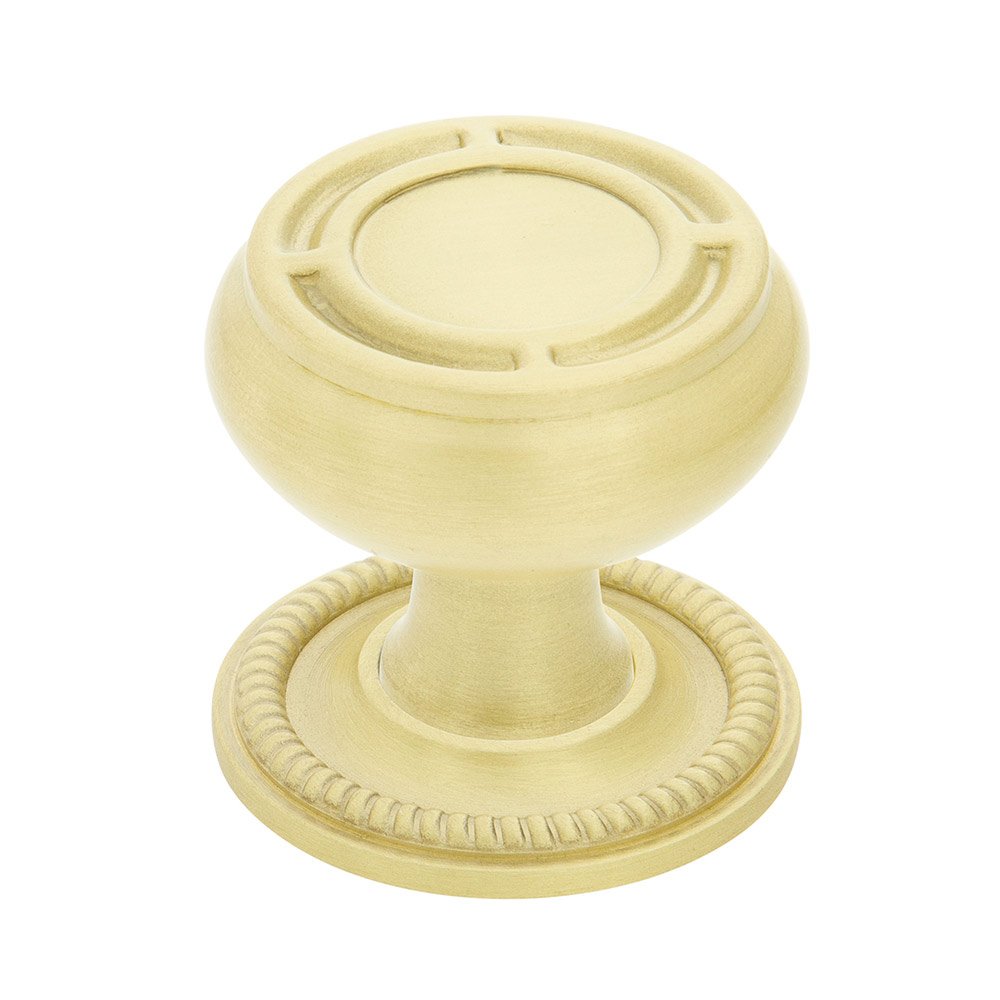 Mission Brass 1 3/8" Cabinet Knob with Rope Rose in Satin Brass