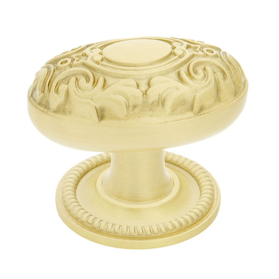 Victorian Brass 1 3/4" Cabinet Knob with Rope Rose in Satin Brass