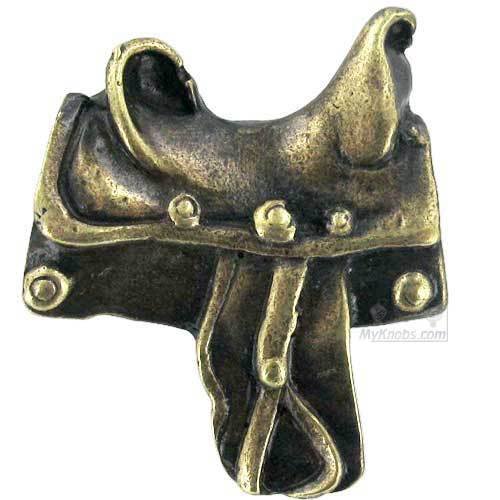 Horse Saddle Knob in Antique Brass