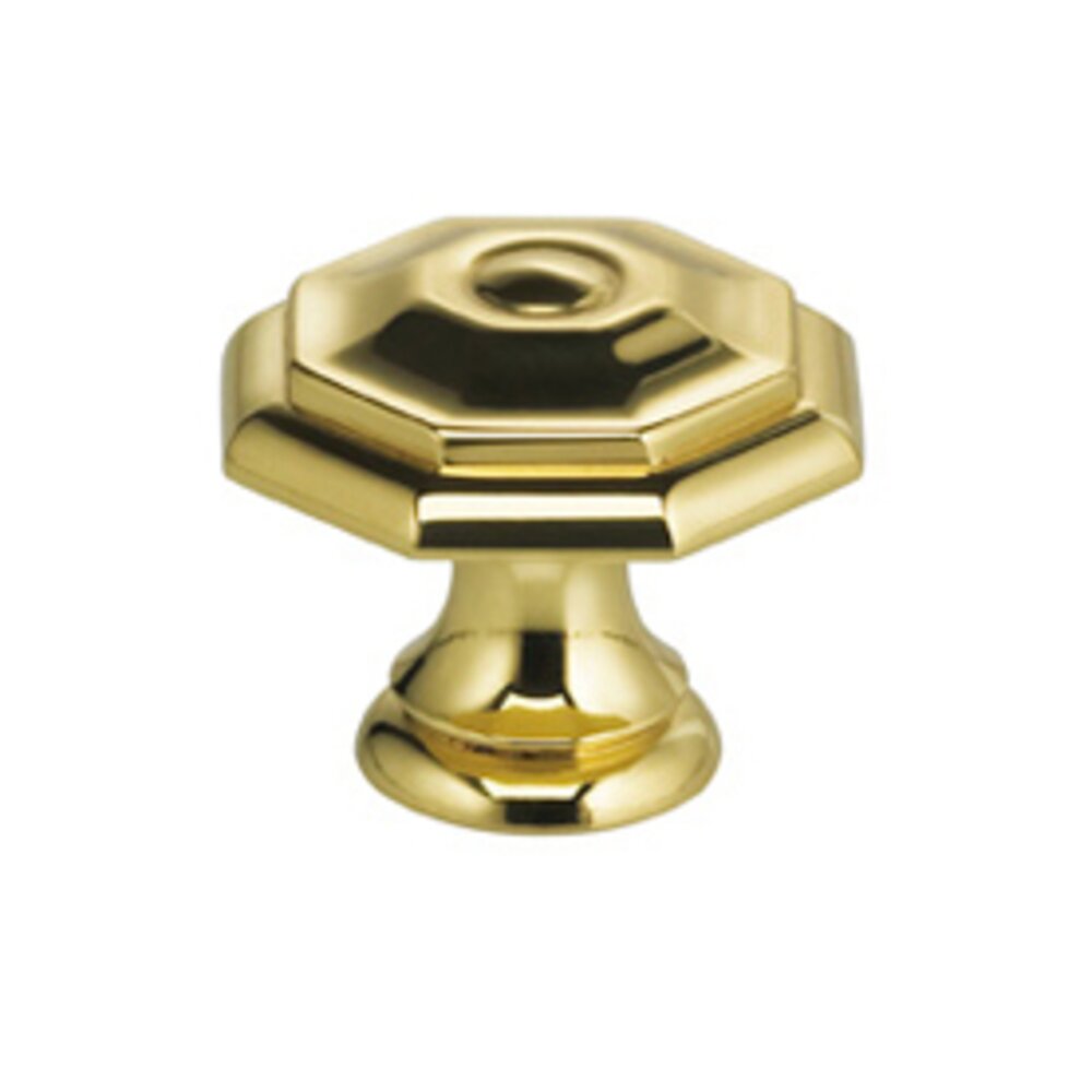 1 3/16" Octagonal Knob in Polished Brass Lacquered