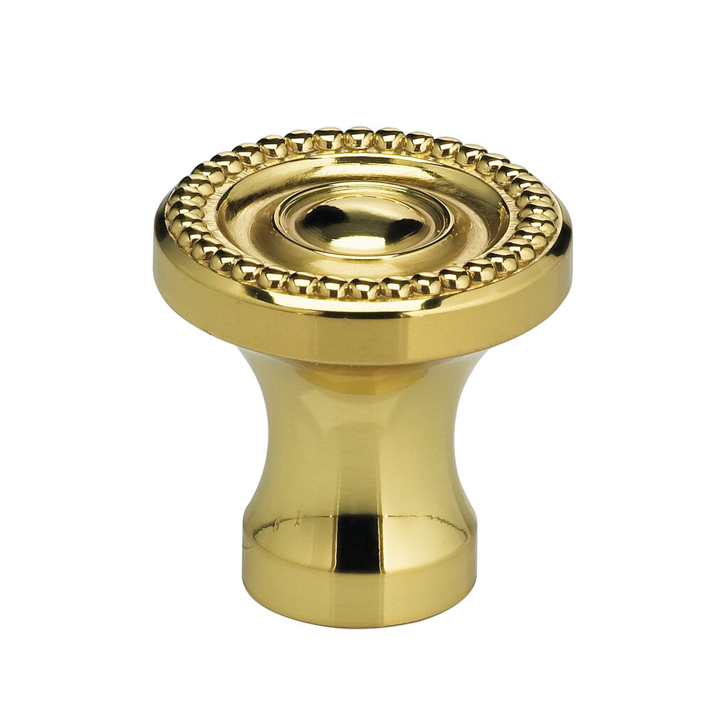1 5/8" Beaded Knob in Polished Brass Lacquered