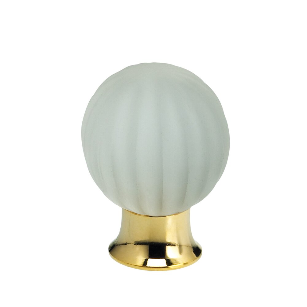25mm Frosted Glass Globe Knob with Polished Brass Base