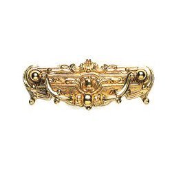 Carved Bail Pull Polished Brass Lacquered