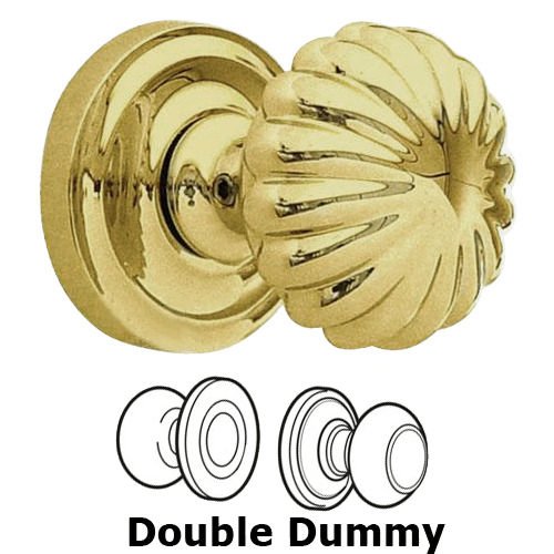 Double Dummy Set Classic 2 3/8" Melon Knob with Radial Rosette in Polished Brass Lacquered