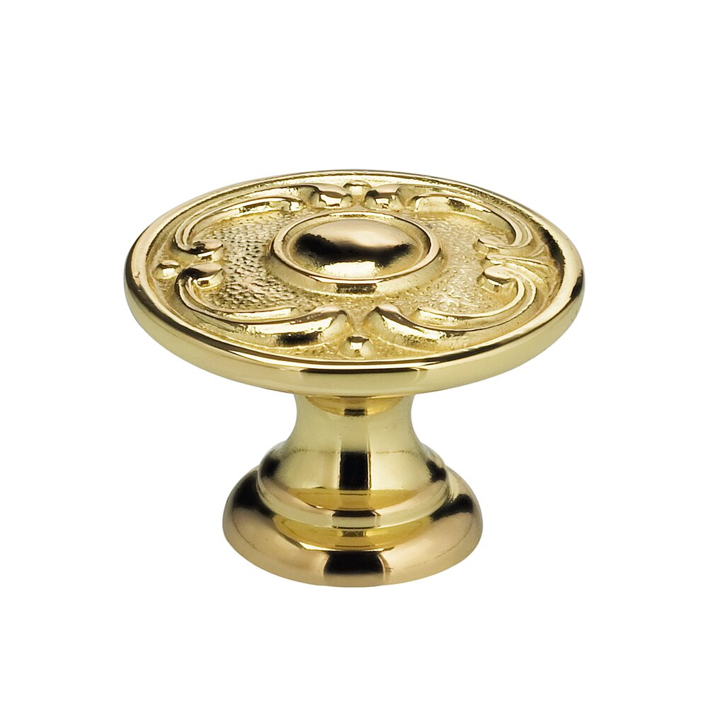 1 13/16" Circle and Scroll Knob Polished Brass Lacquered