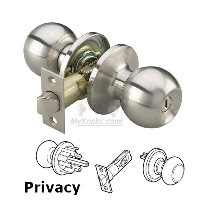 Privacy Ball Door Knob in Satin Nickel