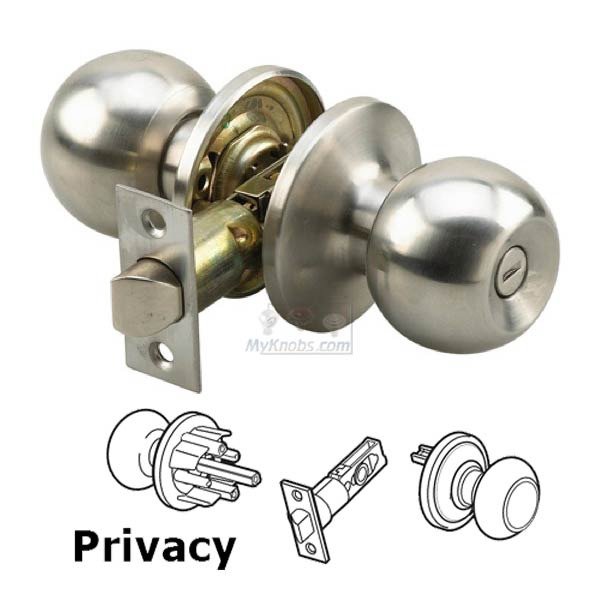 Privacy Ball Door Knob in Stainless Steel