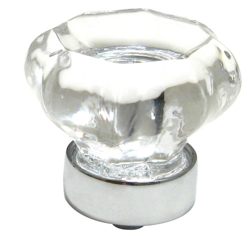 1 1/4" Diameter Knob in Chrome and Clear Glass