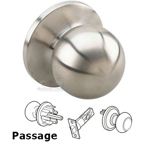 Passage Ball Door Knob with 4-Way Latch in Stainless Steel