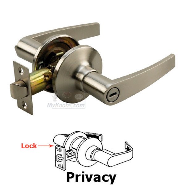 Privacy Straight Door Lever with 4-Way Latch in Satin Nickel