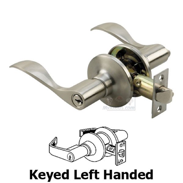 Left Handed Keyed Wave Door Lever with 4-Way Latch in Stainless Steel