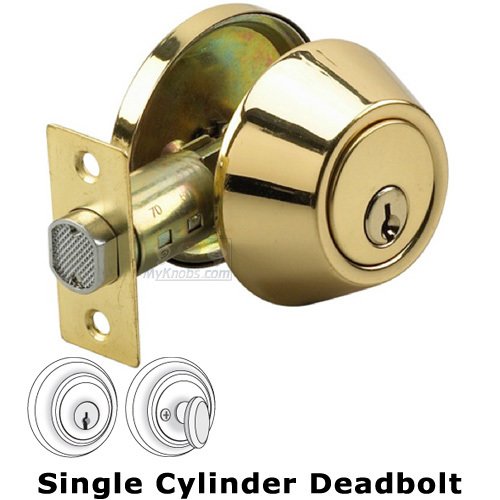 Single Cylinder Deadbolt in Bright Brass