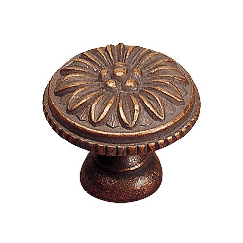 Solid Brass 1 3/16" Diameter Flower Knob with Beaded Detail in Antique Copper