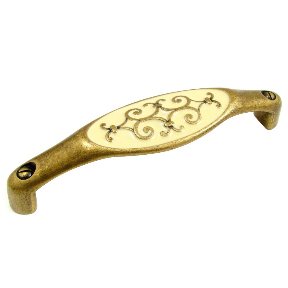 Solid Brass with Enamel 5" Centers Filigree Handle in Florence