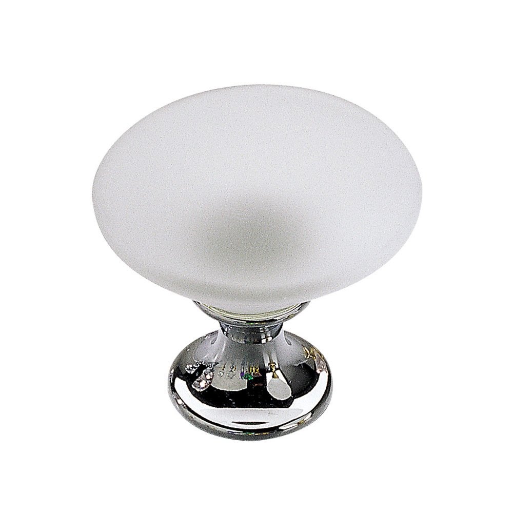 1 3/16" Diameter Smooth Faced Knob in Chrome and Frosted Clear Murano Glass