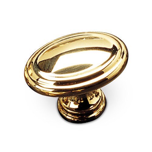 Solid Brass 25/32" Long Oval Button Knob in Brass