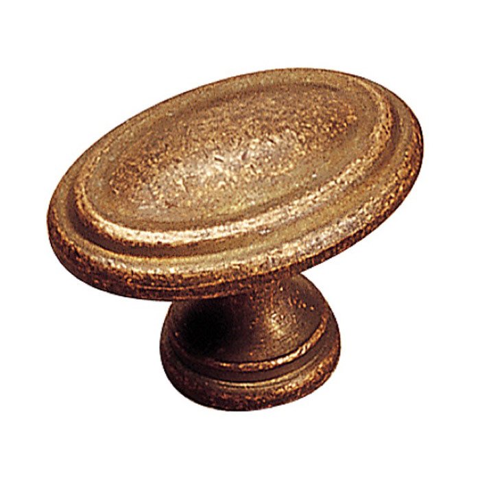 Solid Brass 15/16" Oval Knob with Rim in Antique Copper