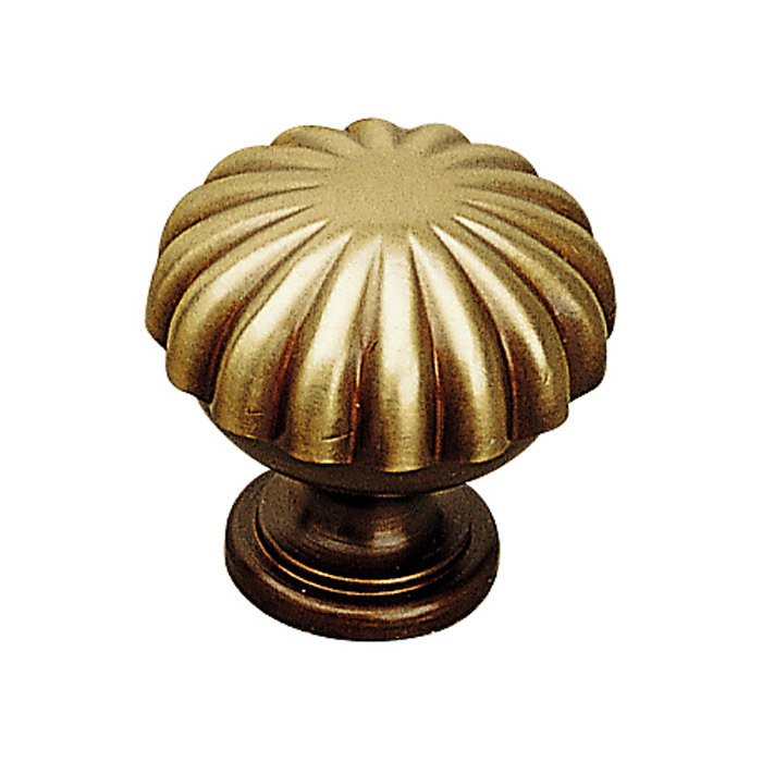 Solid Brass 1 1/8" Diameter Grooved Antiquated Knob in Antique English