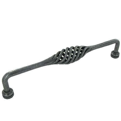 Forged Iron 12" Centers Bird Cage Appliance Pull in Natural Iron