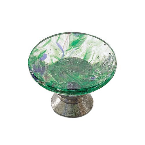 1 3/16" Diameter Element Knob in Chrome and Harlequin Green Murano Glass