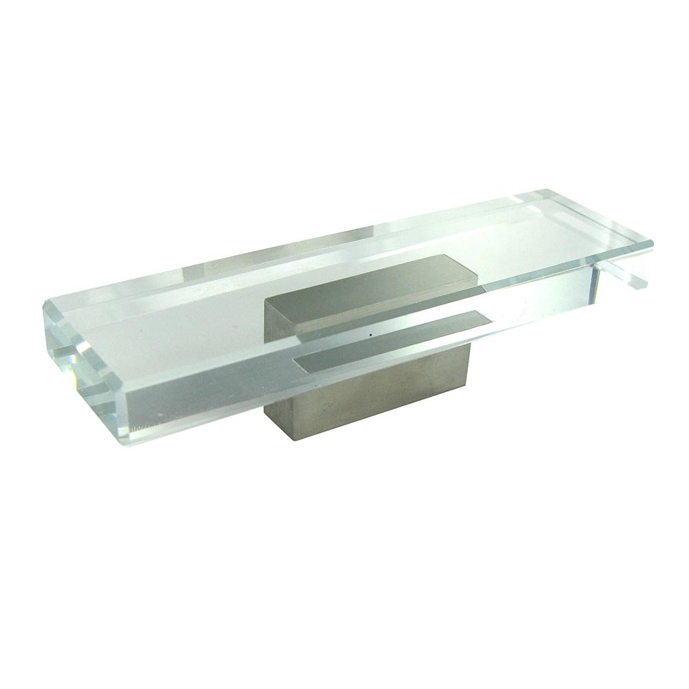 5/8" Centers Rectangular Glass Handle in Brushed Nickel and Clear