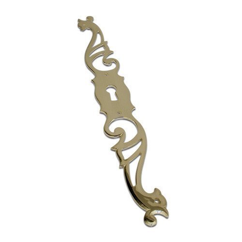 9 27/32" Long Carved Right Escutcheon with Cut Outs in Brass