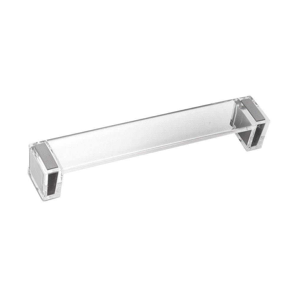 6 1/4" Centers Pure Handle in Brushed Nickel and Clear Plastic