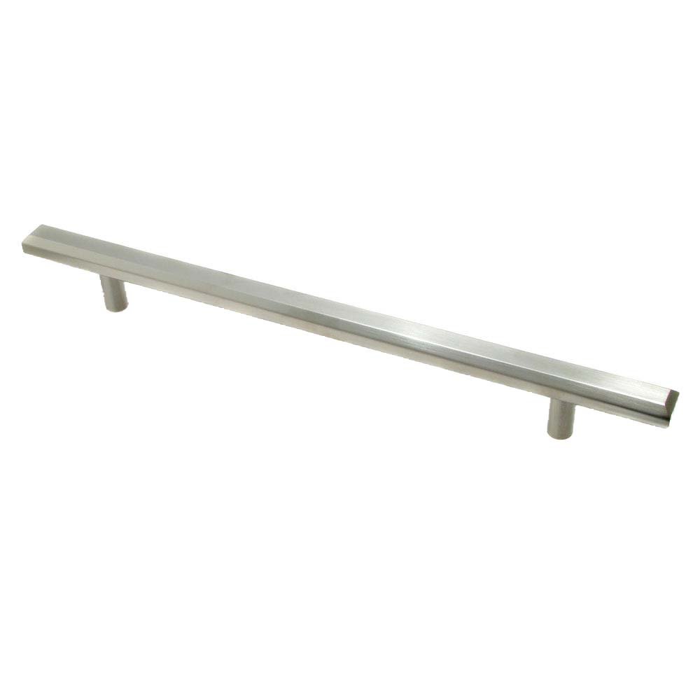 Solid Brass 10" Centers Beveled Edge Handle in Brushed Nickel