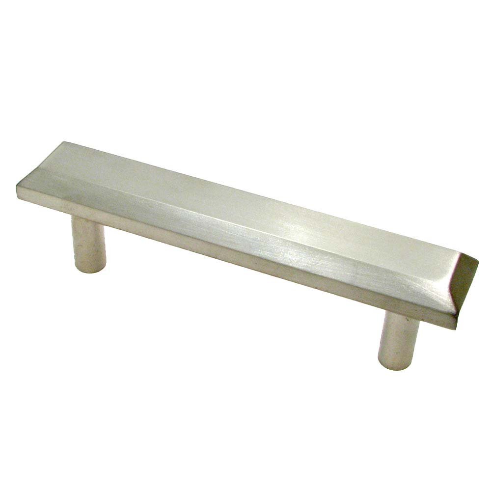 Solid Brass 3" Centers Beveled Edge Handle in Brushed Nickel