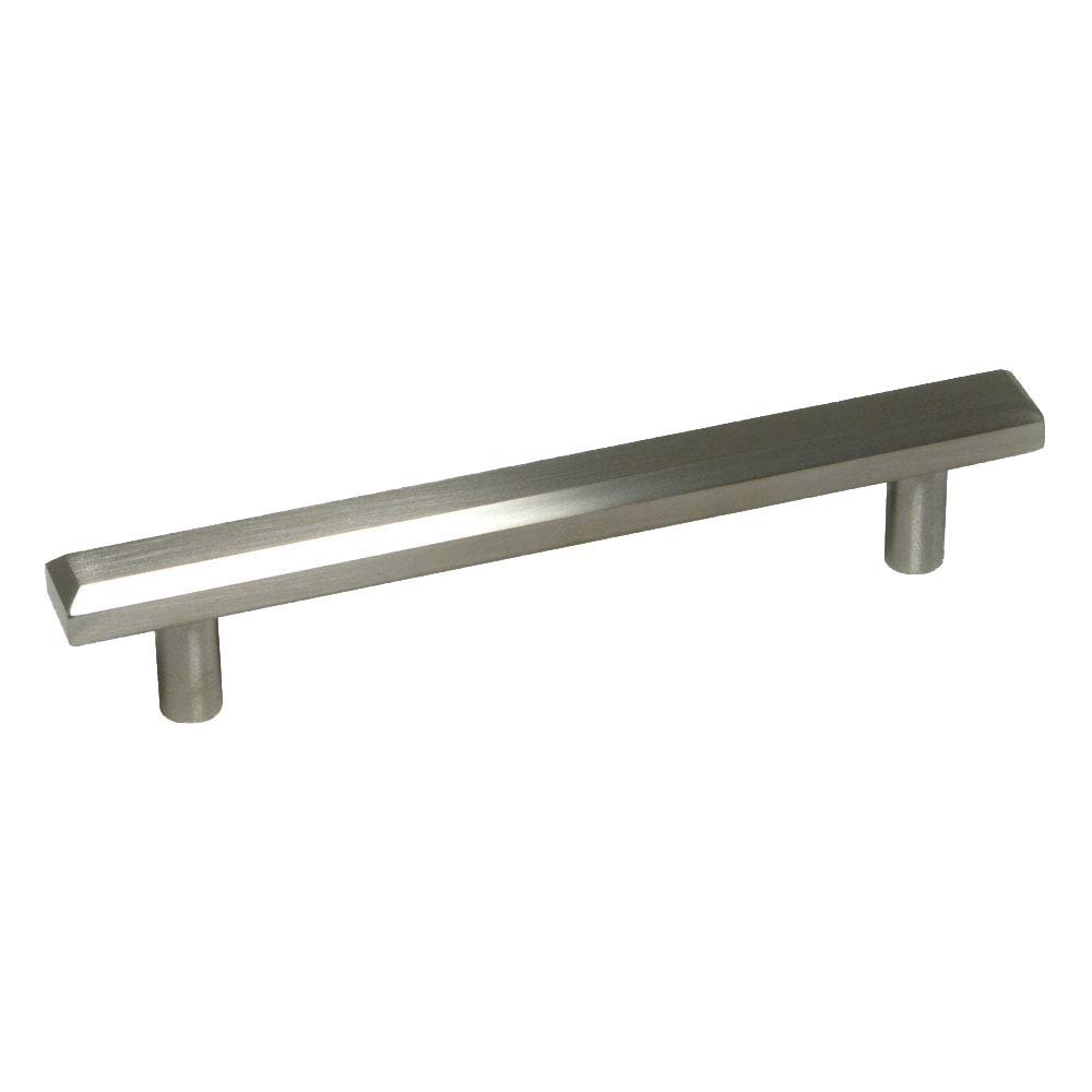 Solid Brass 6" Centers Beveled Edge Handle in Brushed Nickel