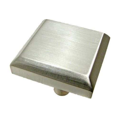 Solid Brass 1 1/4" Beveled Edge Square Knob in Brushed Nickel
