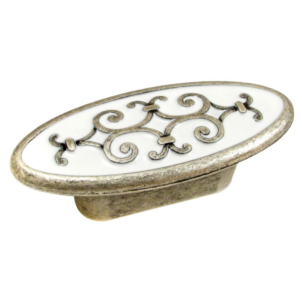 Solid Brass with Enamel 1 1/4" Centers Filigree Pull in Faux Iron