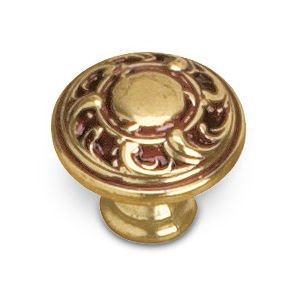 Solid Brass 1" Diameter Swirl Embossed Knob in Empire Brass