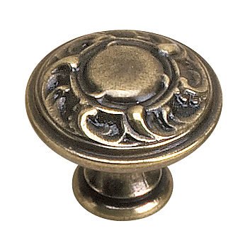 Solid Brass 1 1/8" Diameter Swirl Embossed Knob in Burnished Brass