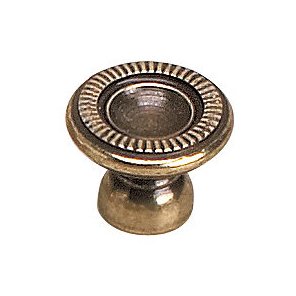 Solid Brass 3/4" Diameter Banded Ring Embossed Knob in Burnished Brass