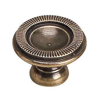 Solid Brass 1 1/8" Diameter Banded Ring Embossed Knob in Burnished Brass