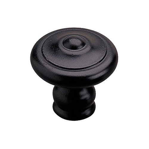 Forged Iron 25/32" Diameter Ball-in-the-Center Flat-top Knob in Matte Black
