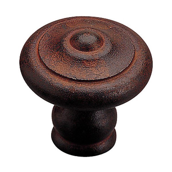 Forged Iron 1 3/8" Diameter Ball-in-the-Center Flat-top Knob in Rust