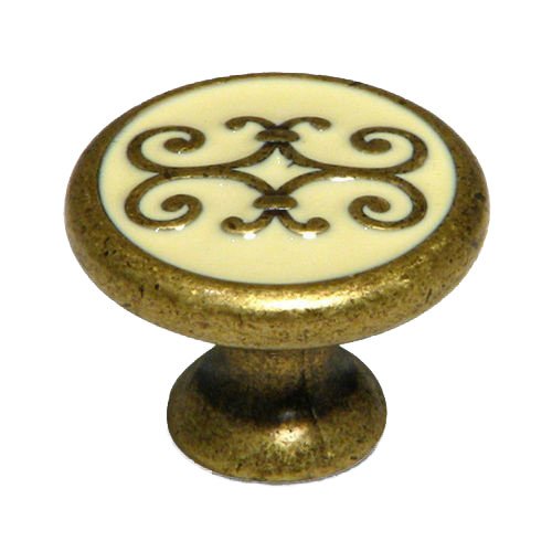 Solid Brass with Enamel 1 3/16" Diameter Filigree Knob in Florence