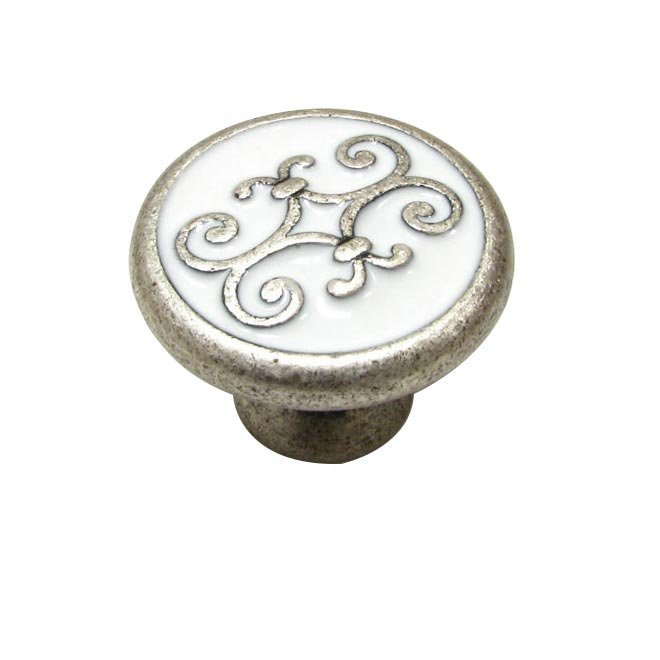 Solid Brass with Enamel 1 3/16" Diameter Filigree Knob in Faux Iron