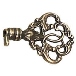 Solid Brass 1 27/32" Long Filigree Decorative Mock Key in Burnished Brass