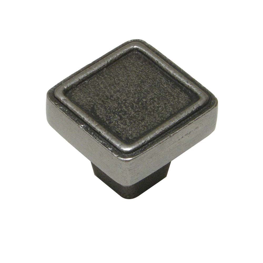 1 13/32" Square Rimmed Knob in Natural Iron