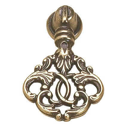 Solid Brass 1 5/16" Long Intertwined Fronds Inspired Pendant Pull in Burnished Brass